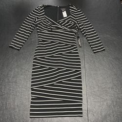 White House Black Market Women’s Business Casual Evening Cocktail Striped Dress
