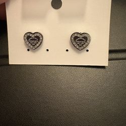 Diamond Studded Heart Earrings 