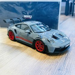 Brand New Norev 1/18 Scale Porsche 911 (992) GT3 RS Coupe Artic Grey Model