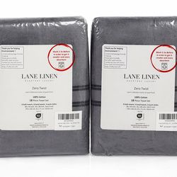 LANE LINEN 100% Mercerized Cotton Bath Towels Set of 18,Zero Twist,6 Bath,6 Hand,6 Washcloth- NEW