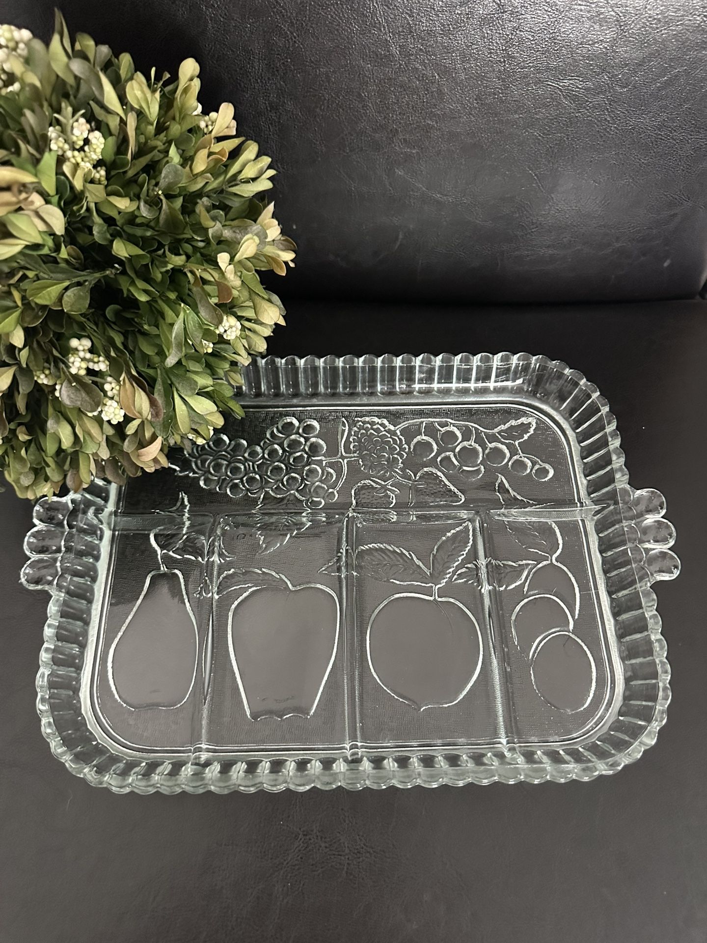 Vintage Indiana Glass "Crystal Happenings" 5-Part Relish Tray 1950's USA