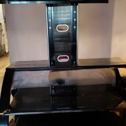 Swivel TV Stand With Tinted Glass Shelves