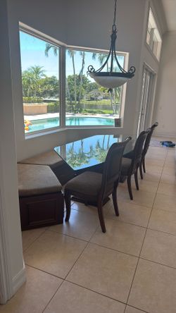 Banquet Table And Chairs And Chandelier