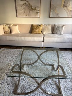 Gold glass top coffee table