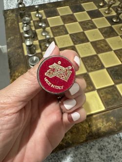 Vintage Italian Metal Chess Set with Board