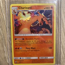2018 Pokémon Sun & Moon: Dragon Majesty set Charizard Holo Rare trading card, card number 3/70