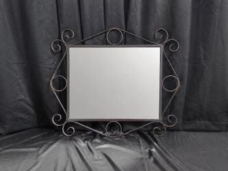 Decorative Metal Framed Wall Mirror – Scrollwork Accent