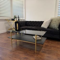 Nice Sofa Black And Gold With Glass Black Matching Table 