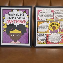 Kids Christian Poster Wall Art Decor With Glass Frame