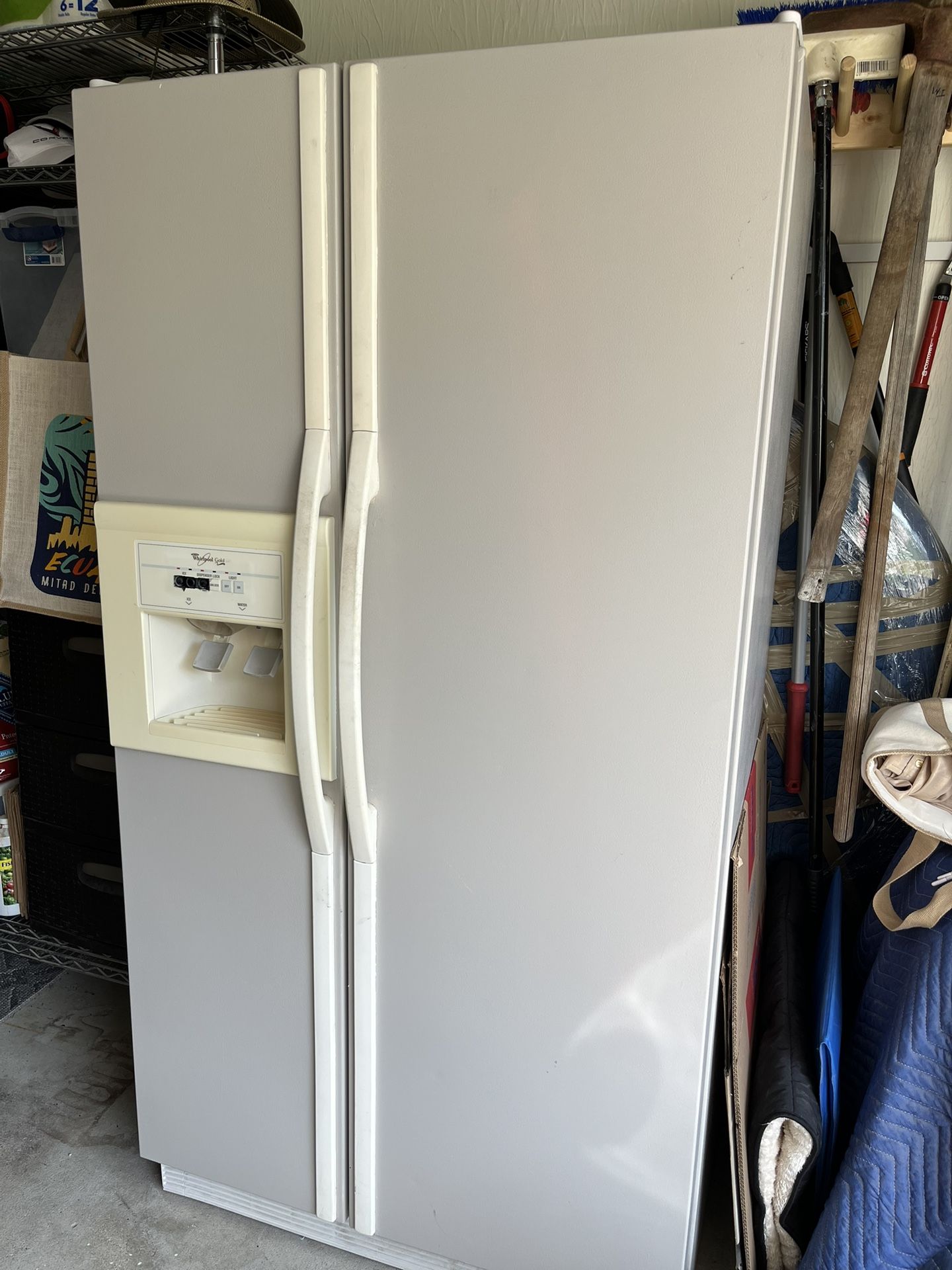 35”x69” Whirlpool refrigerator model GD27DQXF 27 C.F. Almond color.