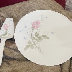 Vintage Mikasa Bone China Cake Plate And Server, April Rose Collection* Selling As A Set