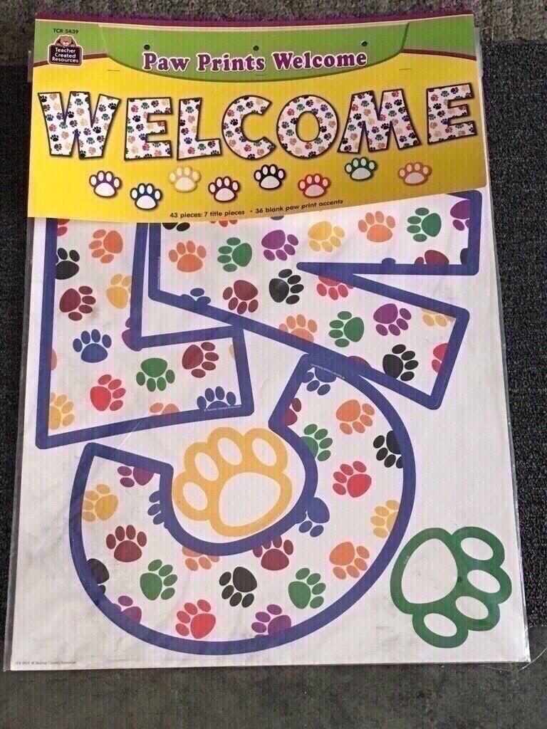 Paw prints welcome sign for elementary