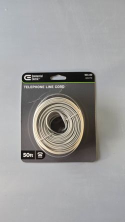 Commercial Electric 50ft White Telephone Line Cord