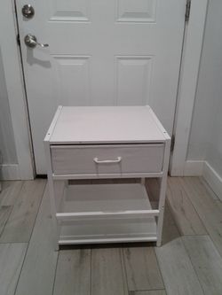 White Nightstand with Drawer and Shelf 20W x 20L x 22H inches