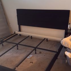 Black Suede Headboard And Bed Frame Size King 