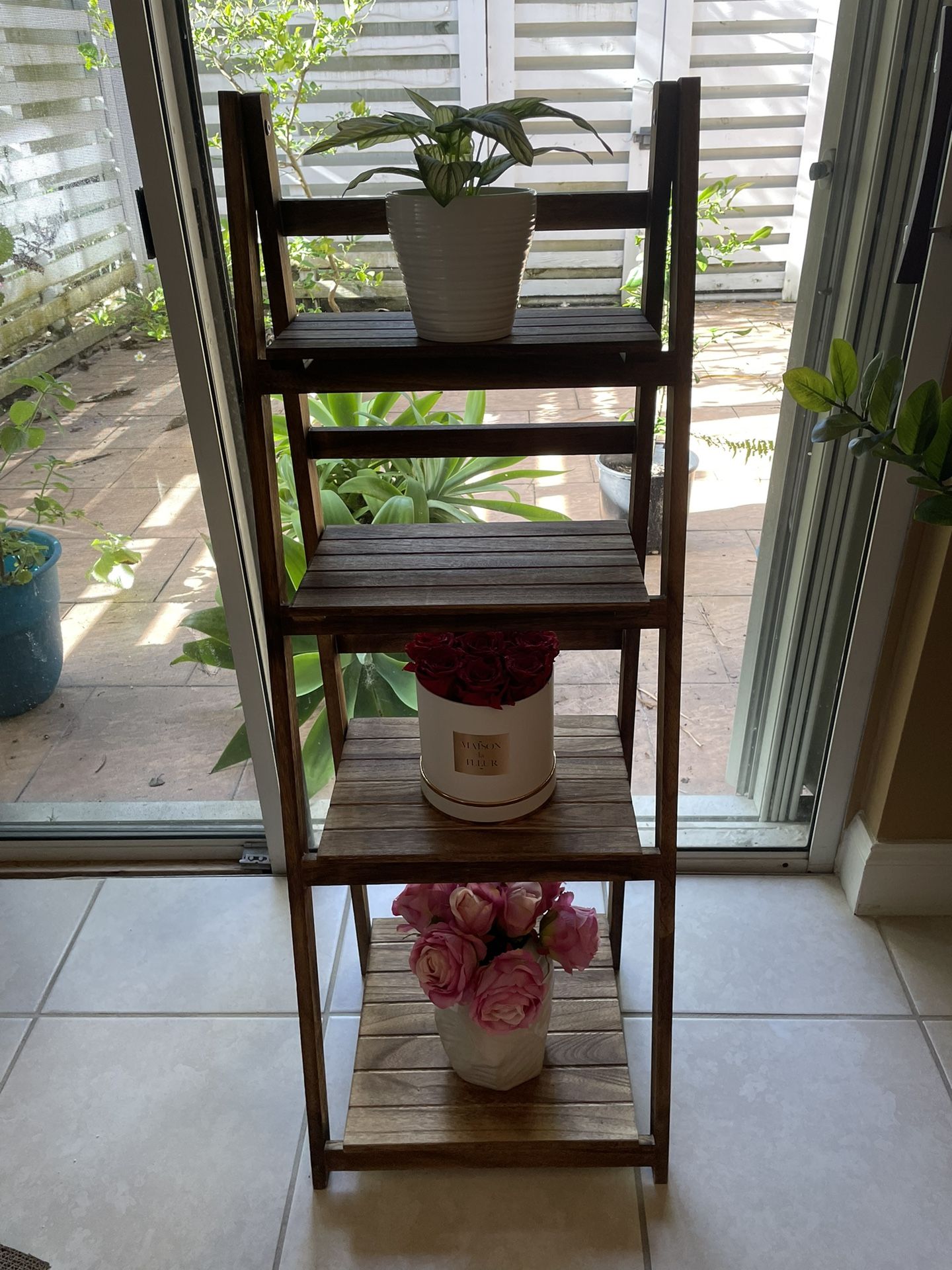 Wood Shelving Unit - Step Ladder