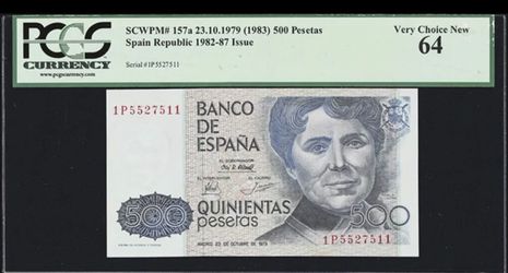1982 Spain, Banco de Espana 500 Pesetas PCGS 64