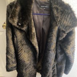 Ellen Tracy Faux Mink Fur Coat