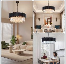 Brand new in box modern black crystal chandelier 24”