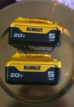 two DEWALT 20V MAX 5.0Ah Lithium-Ion Batteries (DCB205)