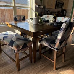 Dining & Seating Set – Table, Chairs, and Upholstered Bench (Military Move)