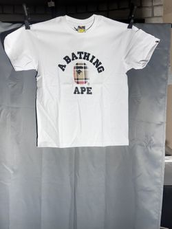 Bape Check College Tee Beige/white