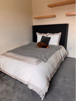 Queen bed headboard and base