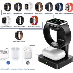 LVFAN Wireless Charger Stand for Apple Watch, 2 in 1 Wireless Charging Station for Airpods Pro and iWatch, Fast Charging Charger Dock for Apple Watch 
