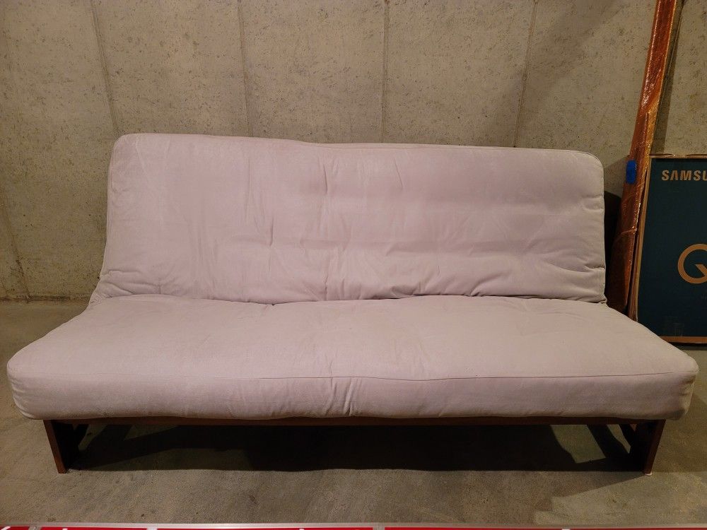 Arden Futon Set - Queen Size, Frame, 8" Mattress, Twill Khaki Cover