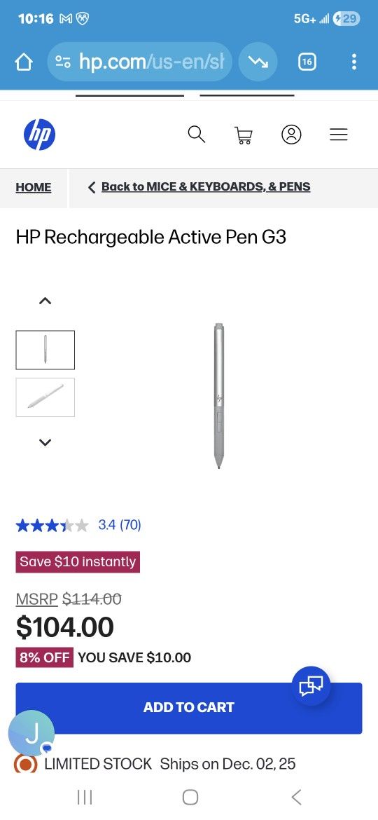 Hp Active G3 Rechargeable Stylus 