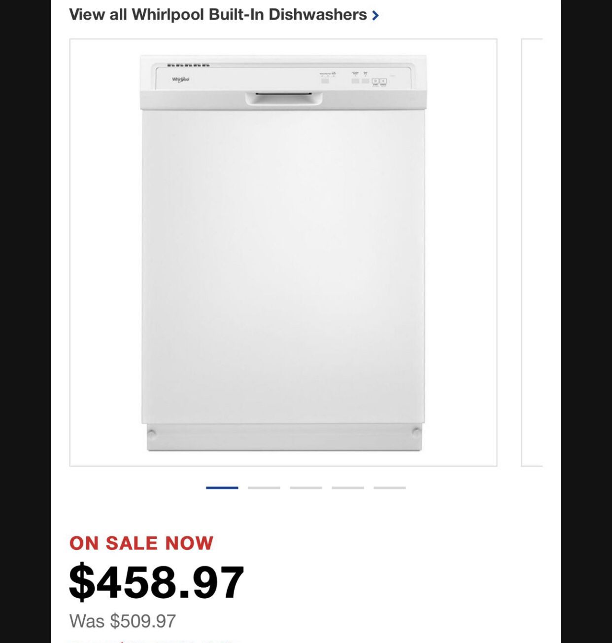 Whirlpool dishwasher BRAND NEW NEVER USED ( Measure it Wrong  For My House) 