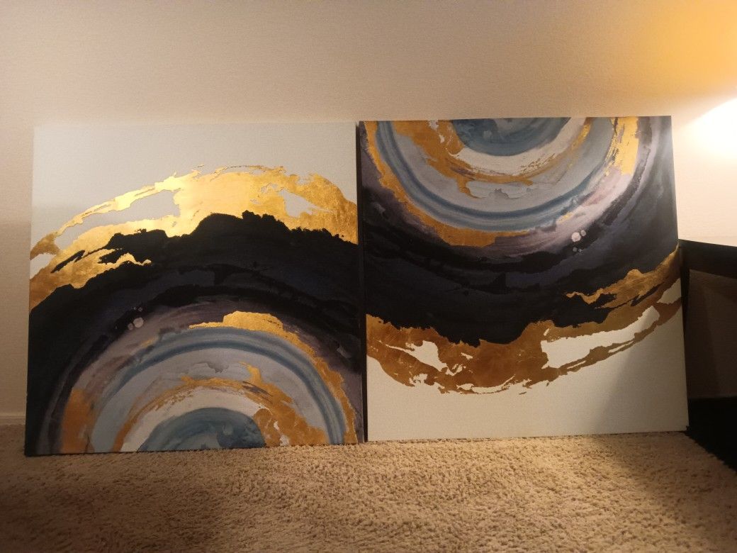 2 Framed Canvas Wall Art   40L x 40H in