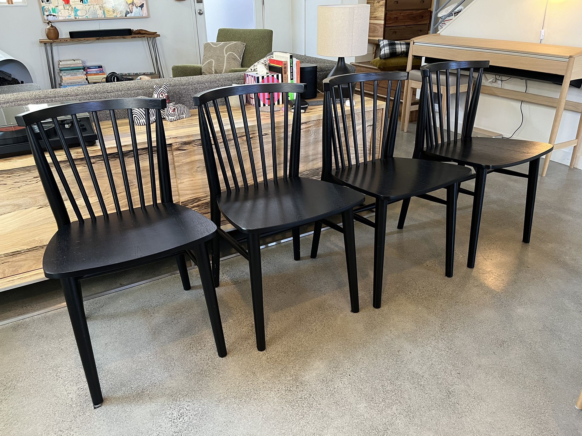 Black Wooden Article Dining Chairs - Set of 4