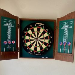 Dartboard cabinet with darts included