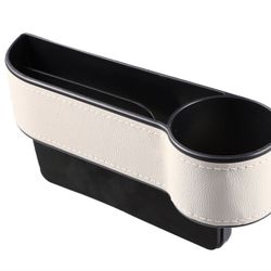 Automotive Front Seat Storage with Cup Holder Car Seat Gap Filler Auto Console Side Storage Boxes  Beige