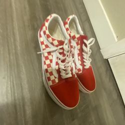 Red And White , All Black Vans 