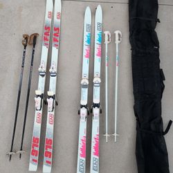 Vintage Snow Skis 2 sets Mens & Womens