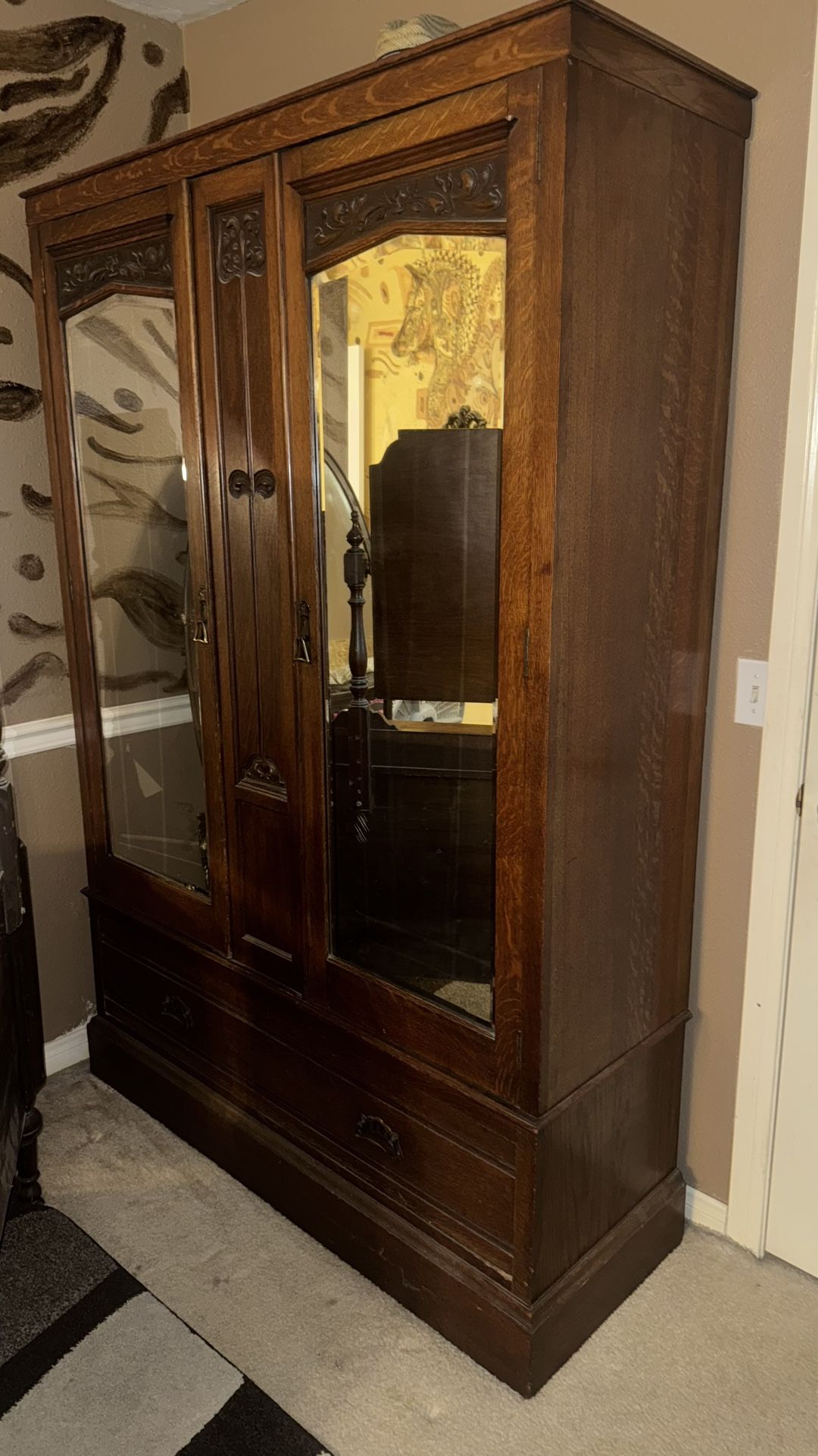 Antique Mirrored Armoire