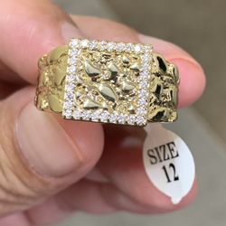 Size 12, 14K Gold Filled Square Cut Nugget Ring