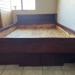 Wooden Queen Bed Frame With Storage