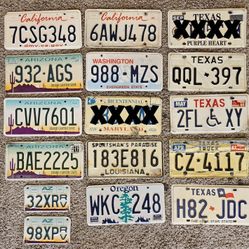 EXPIRED/EMBOSSED LICENSE PLATES, $5 EACH