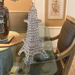 Eiffel Tower Made Of Clear Beads And Metal Base 16” High
