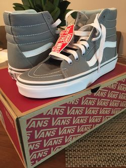 Vans Sk8 Hi Grey Gray 8 6.5 Canvas White