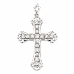 14K White Gold Cross Pendant 1.5” x 1.1”