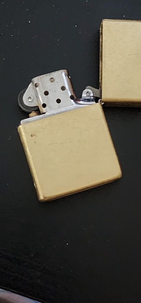 2003 Zippo Brass Lighter 03 Gold Tone ~ Case J 03 ~ USA Made Works Needs fluid
