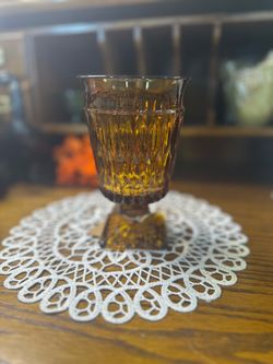 MCM Amber Glass Goblet - Indiana Glass Mt. Vernon