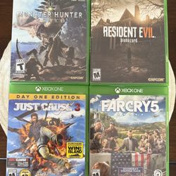 Xbox One Resident Evil Biohazard, Monster Hunter World, Just Cause 3, Farcry 5