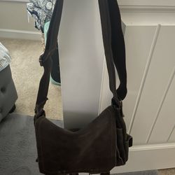 BROWN SUEDE/LEATHER SATCHEL 