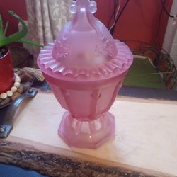 Vintage Fostoria Frosted Lavender Footed Wedding Compote With Lid