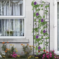 ZZ122-G2 6 Panels Garden Border Trellis High Metal Climbing Plants Support Trellis Plants Fencing Barrier for Outdoor Patio Backyard